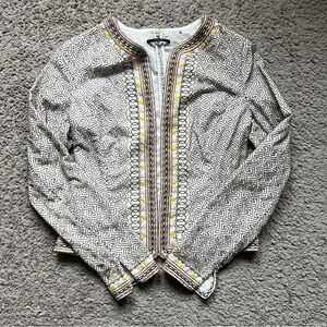 $448 Elie Tahari Cotton Silk LYNN Embroidered Jacket size XS